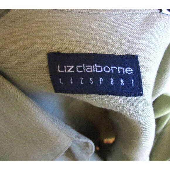 Liz Claiborne Green Linen Tunic Style Button Down Shirt in Size M - Picture 8 of 9